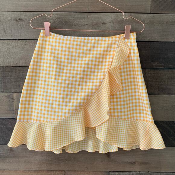 Lovers & Friends Women's Affection Ruffle Skirt in Tangerine Orange Gingham - Picture 3 of 8